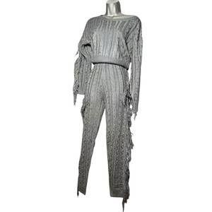 NEW LOVE SENSE women's sweater fringe set in black